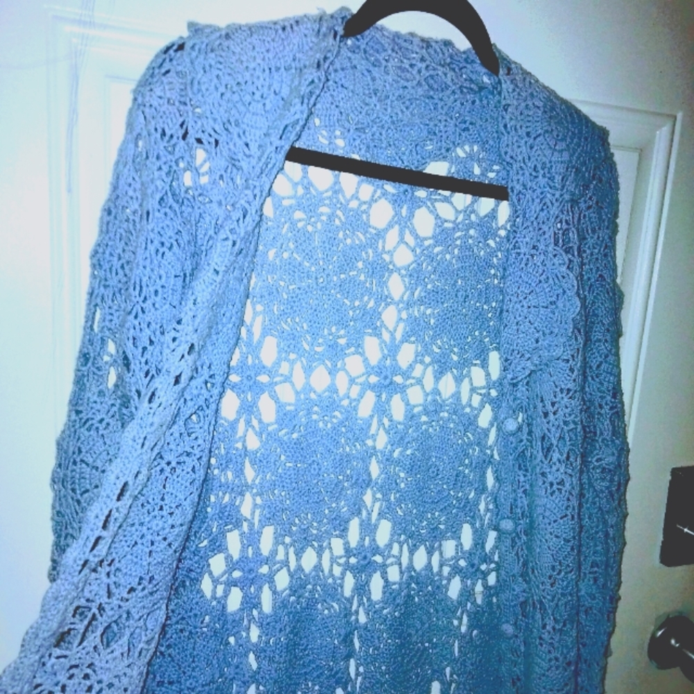 Hand crocheted midi sweater.